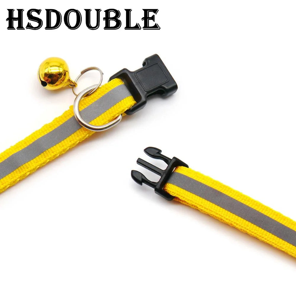 2Pcs/Pack 12 Colors Reflective Adjustable Cats And Small Dogs Collars With Bells