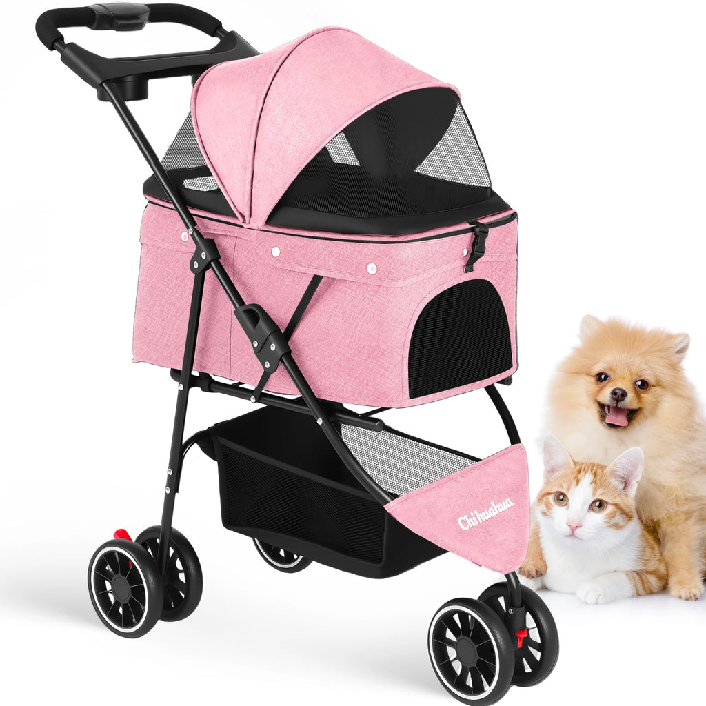 Foldable Pet Stroller For Dogs & Cats