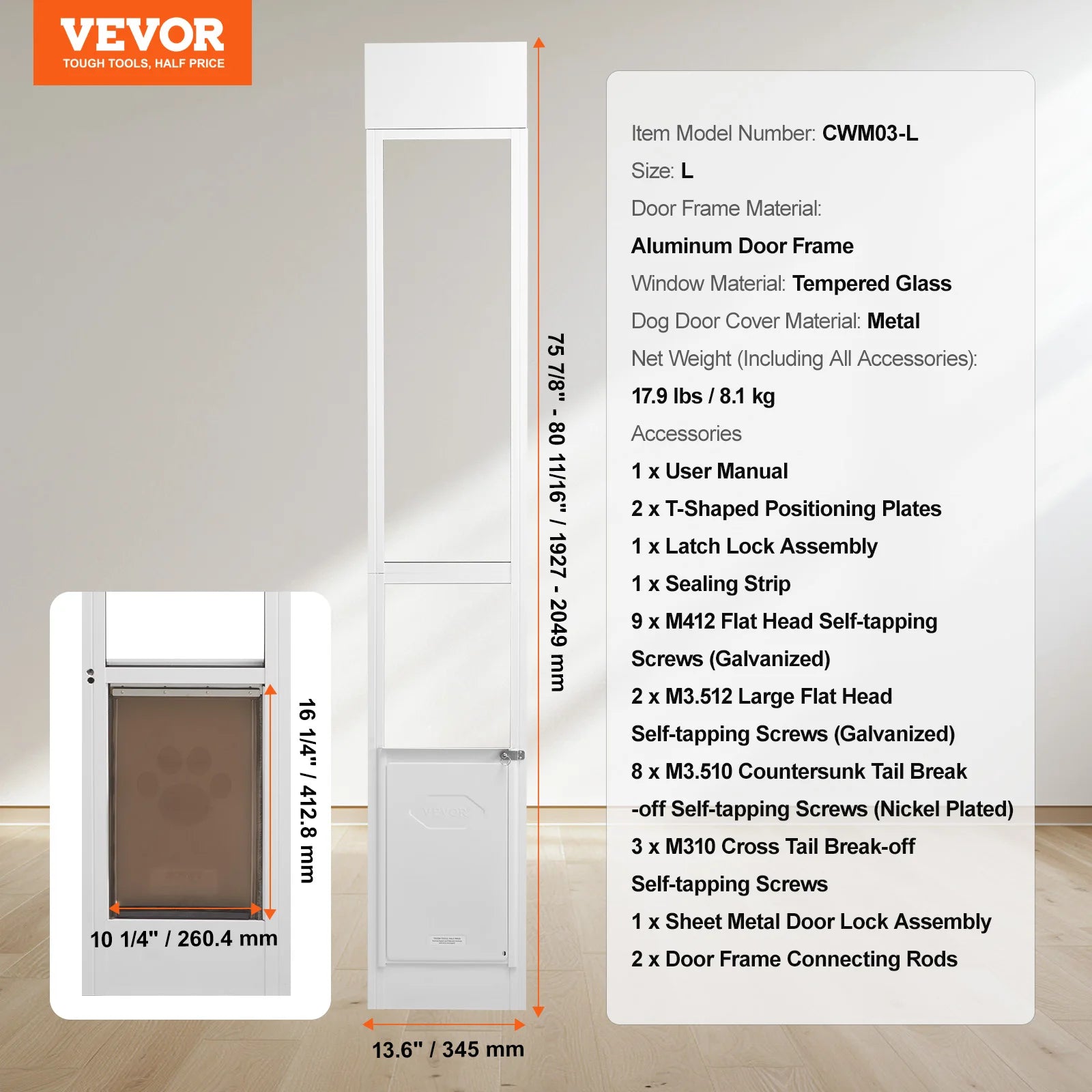 Sliding Glass Door Adjustable Height Doggy Door