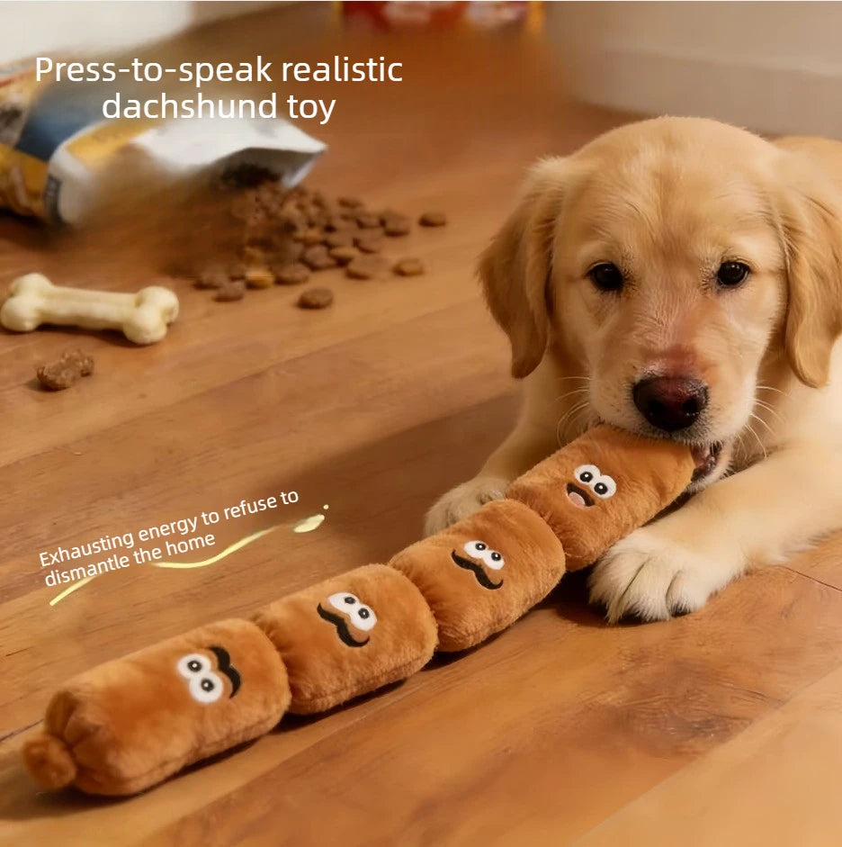 Plush Squeaky Sausage Dog Chew Toy
