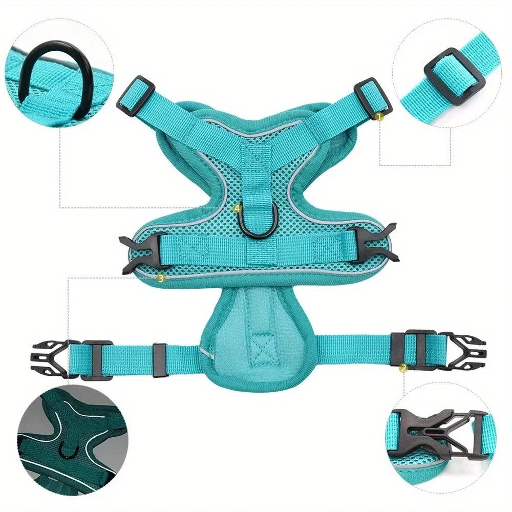 No Pull Reflective Dog Harness and Leash Set for Small Dogs and Cats