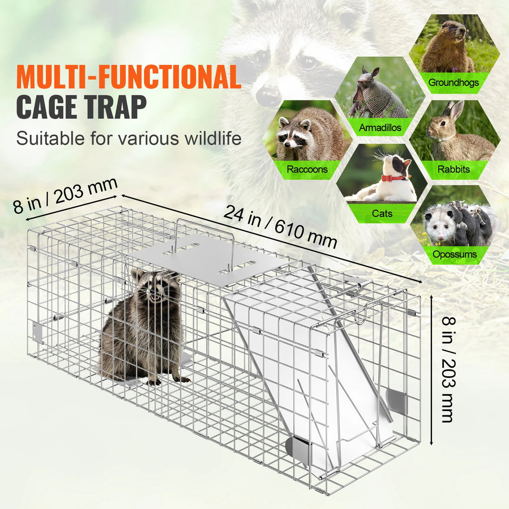Humane Live Animal Cage Trap for Rabbits Stray Cats Squirrels Raccoons Groundhog