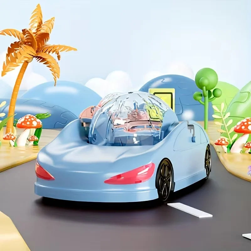 Pet sports car toy with rolling balls suitable for hamster pets