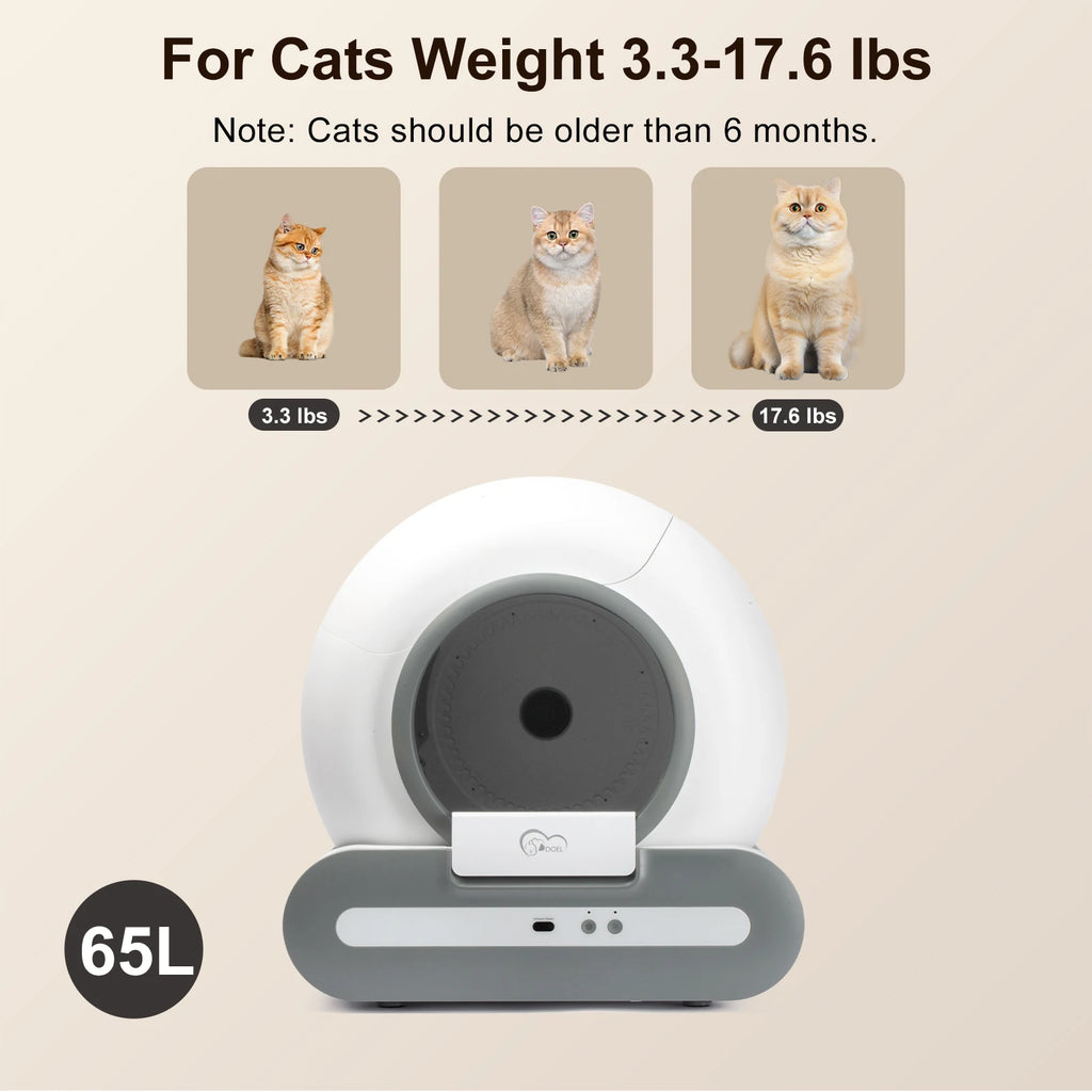 Self-Cleaning Cat Litter Box App Control, ONLY Supports 2.4G WiFi, Fit for Tofu & Mixed Litter