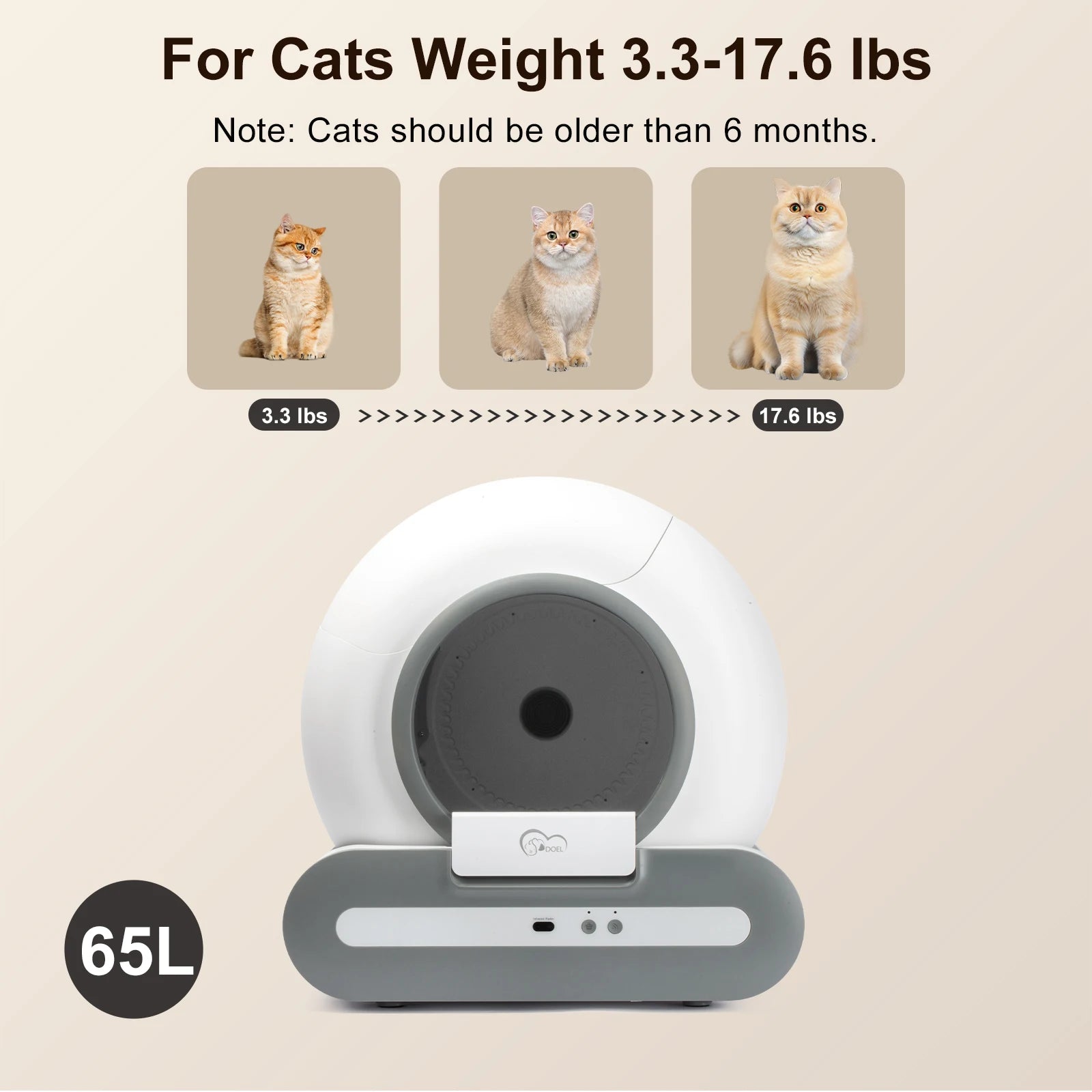 Self-Cleaning Cat Litter Box App Control, ONLY Supports 2.4G WiFi, Fit for Tofu & Mixed Litter