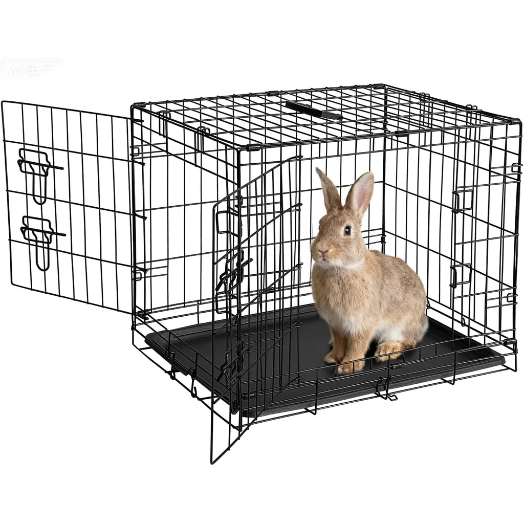 Portable Foldable Small Animal Cage with Slide Out Tray & 2 Door
