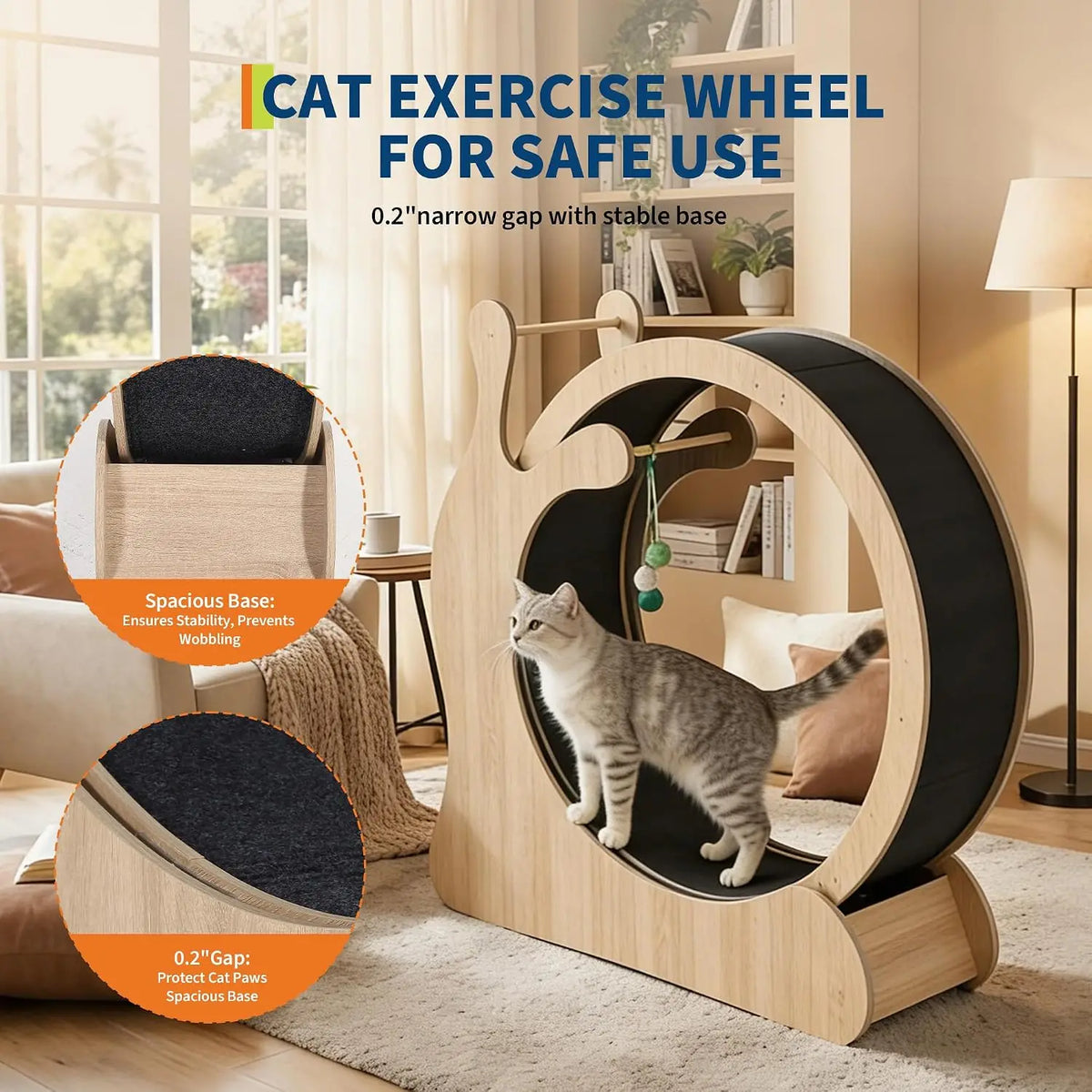 3 in1 Solid Wood Cat Treadmill Running Wheel