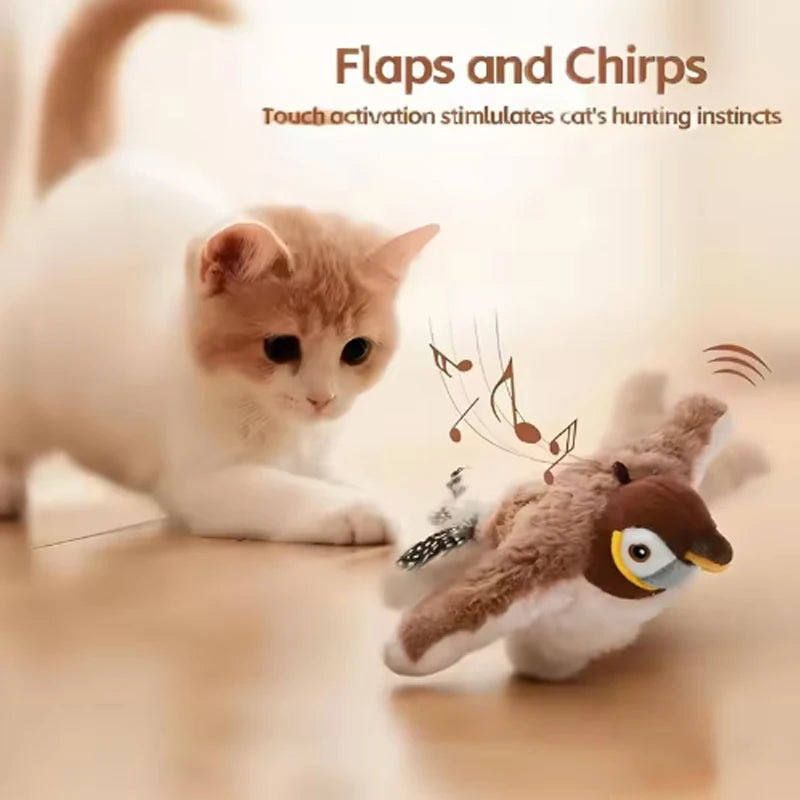Interactive Rechargeable Chirping & Flapping Bird Cat Toy
