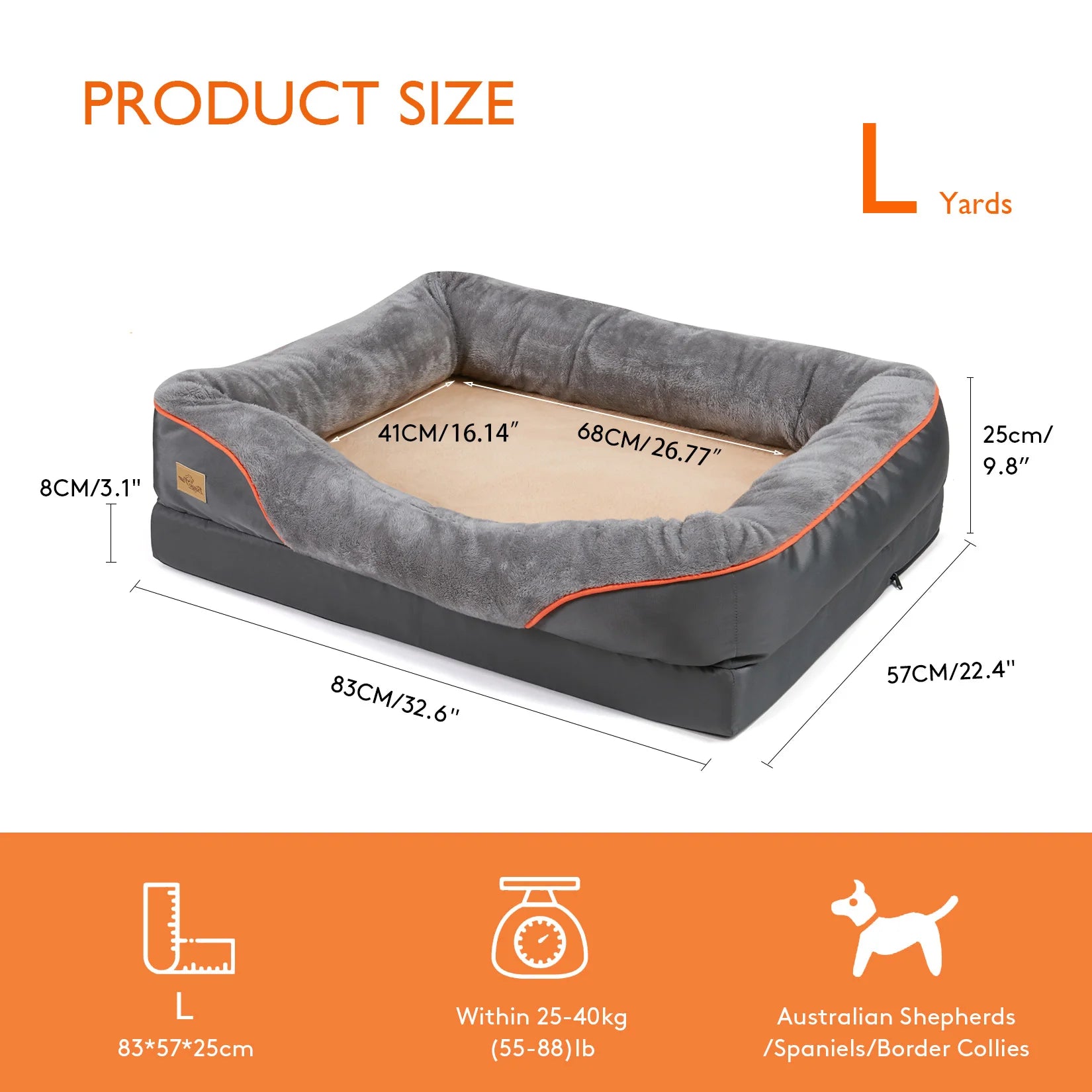 Large Waterproof Dog Bed with Removable Washable Cover