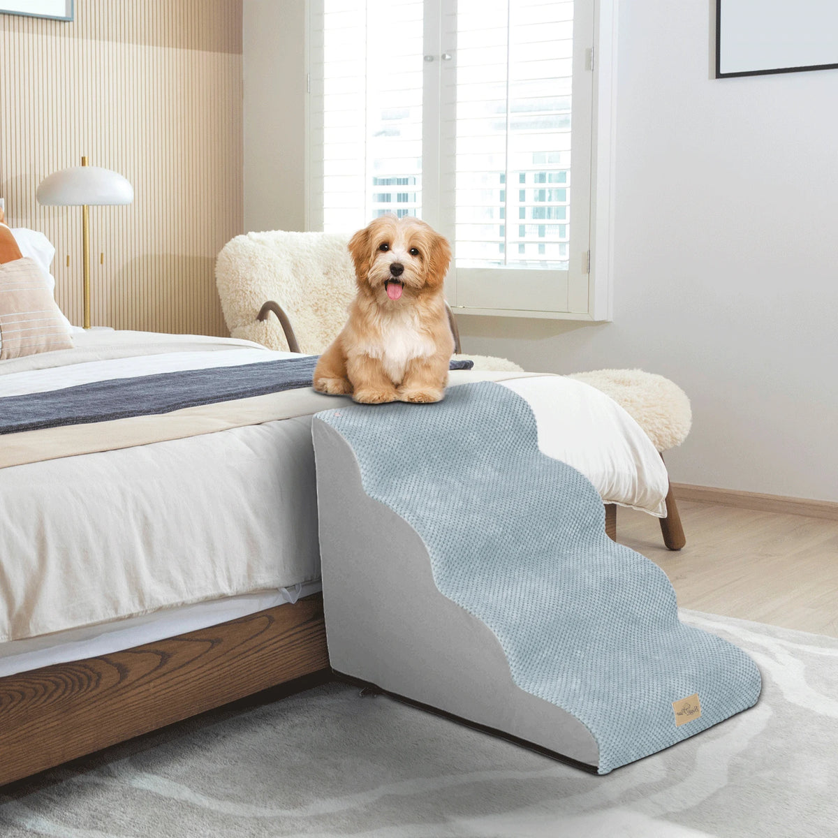 Extra Wide Pet Steps with Durable Non-Slip Waterproof Fabric Cover